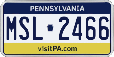PA license plate MSL2466