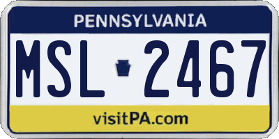 PA license plate MSL2467