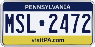 PA license plate MSL2472
