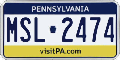 PA license plate MSL2474