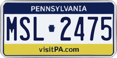 PA license plate MSL2475