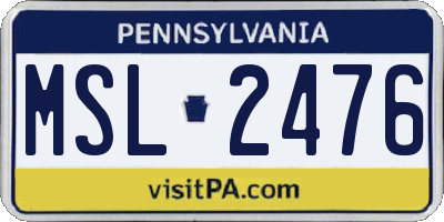 PA license plate MSL2476