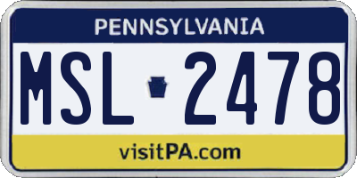 PA license plate MSL2478