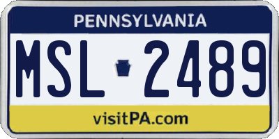 PA license plate MSL2489