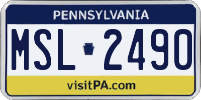 PA license plate MSL2490
