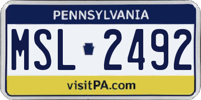 PA license plate MSL2492