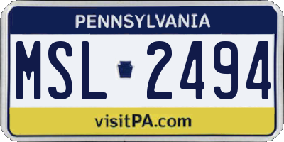 PA license plate MSL2494