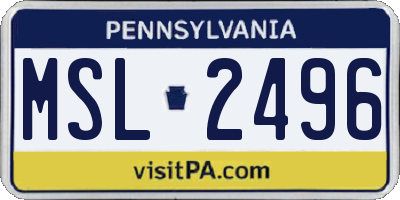 PA license plate MSL2496