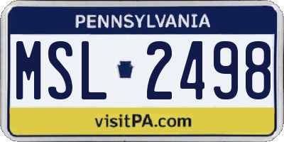 PA license plate MSL2498