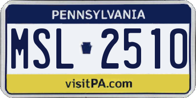 PA license plate MSL2510