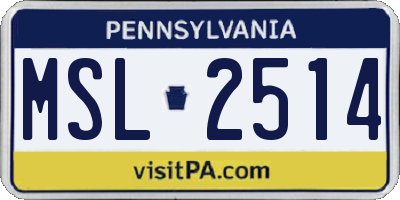 PA license plate MSL2514