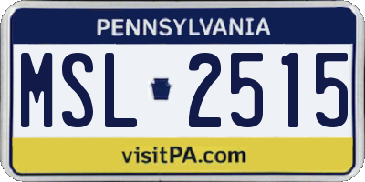 PA license plate MSL2515