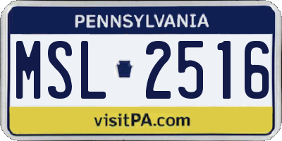 PA license plate MSL2516