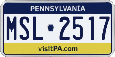 PA license plate MSL2517