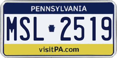 PA license plate MSL2519