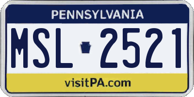 PA license plate MSL2521