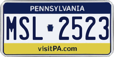 PA license plate MSL2523