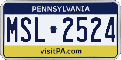 PA license plate MSL2524