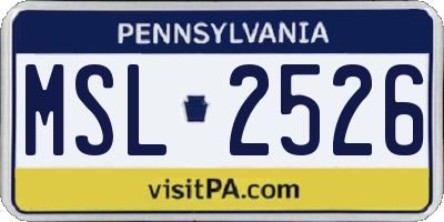 PA license plate MSL2526