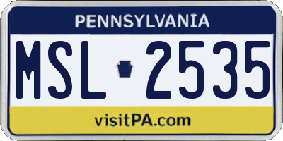 PA license plate MSL2535
