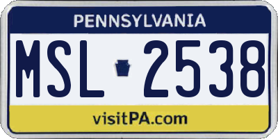 PA license plate MSL2538