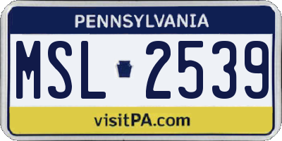 PA license plate MSL2539