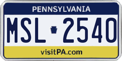 PA license plate MSL2540