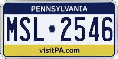 PA license plate MSL2546