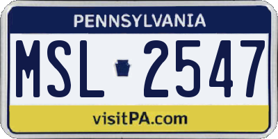 PA license plate MSL2547