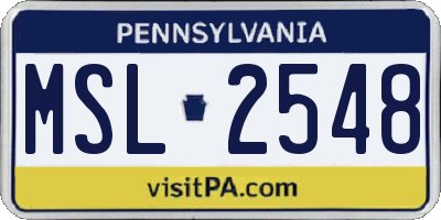 PA license plate MSL2548