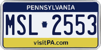 PA license plate MSL2553