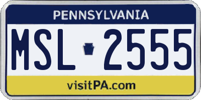 PA license plate MSL2555