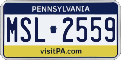 PA license plate MSL2559