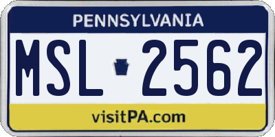 PA license plate MSL2562