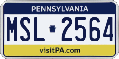 PA license plate MSL2564