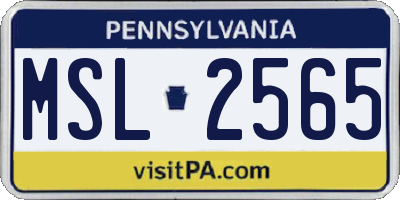 PA license plate MSL2565