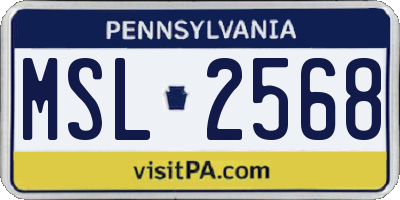 PA license plate MSL2568