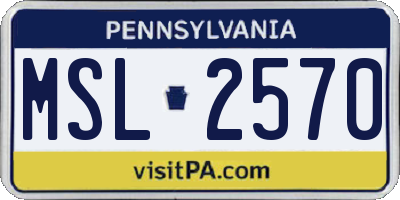 PA license plate MSL2570