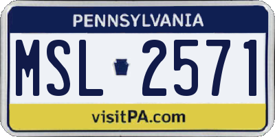 PA license plate MSL2571