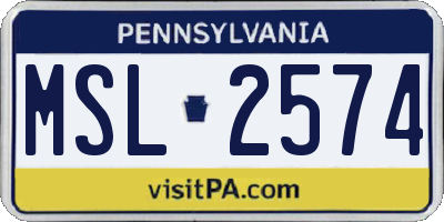PA license plate MSL2574