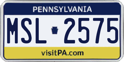 PA license plate MSL2575