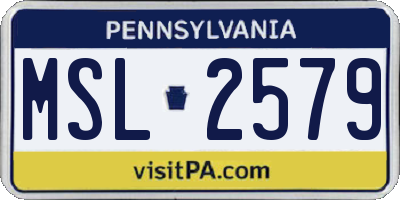 PA license plate MSL2579