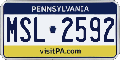 PA license plate MSL2592