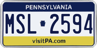 PA license plate MSL2594