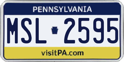 PA license plate MSL2595