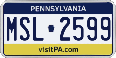 PA license plate MSL2599
