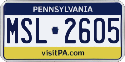 PA license plate MSL2605