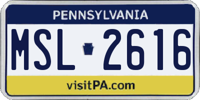 PA license plate MSL2616