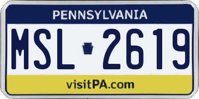 PA license plate MSL2619