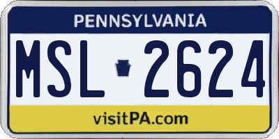 PA license plate MSL2624